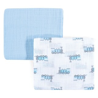 Luvable Friends Baby Boy Muslin Cotton Swaddle Blanket, Train, One Size - Train - One Size