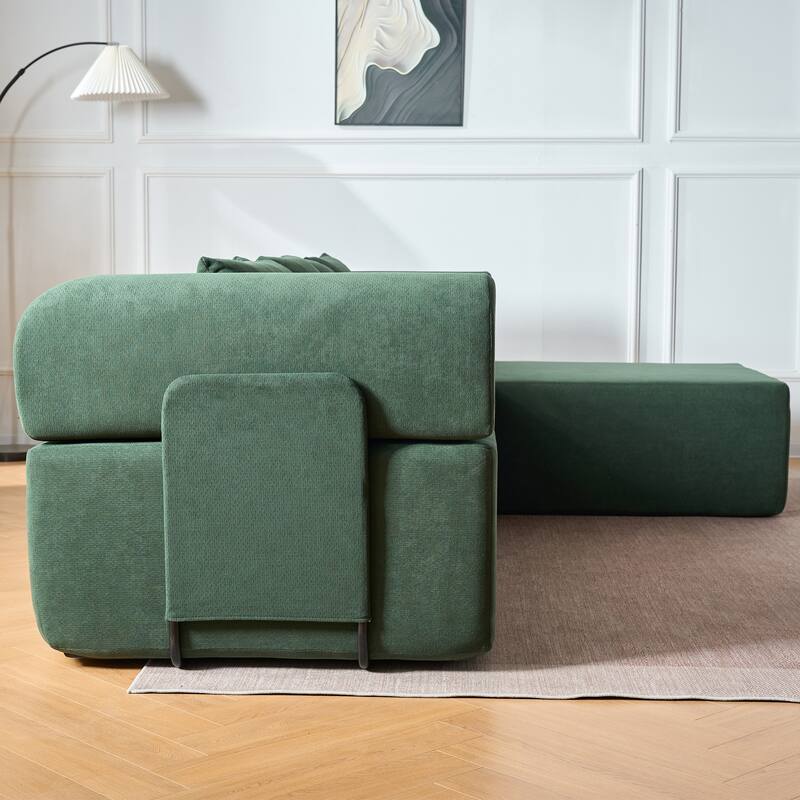 Modular Sectional Sofa with L-Shape Chaise Lounge, Velvet Boneless Cloud Couch, Compressed Sofa with 5 Pillows