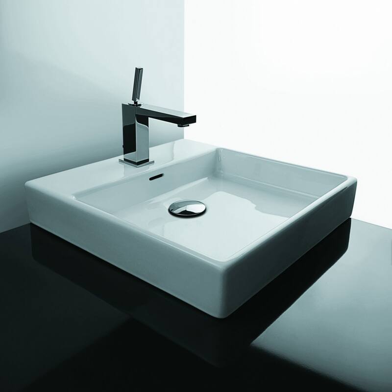 WS Bath Collections 17-11/16" Ceramic Vessel Bathroom Sink with Three