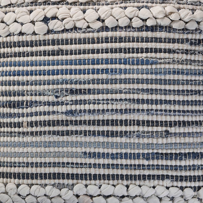 Sevita Blue/Ivory Stripe Cotton Blend Throw Pillow, Set of 2