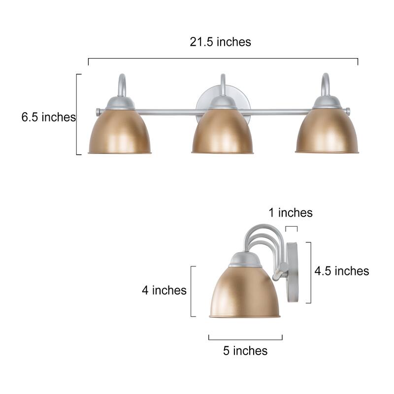 3-light Bathroom Vanity Light with Metal Shade for Powder Room