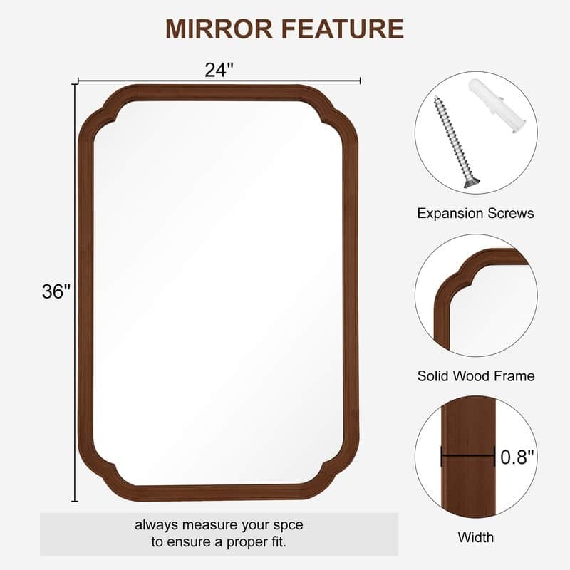 Decorative Scalloped Corner Rectangle Farmhouse Style Wall Mirror