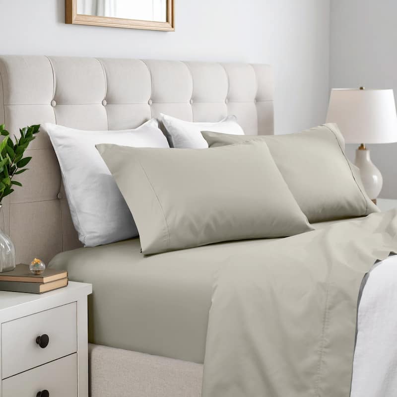 Superior 600 Thread Count Cotton Blend Sheet Set - Queen - Stone