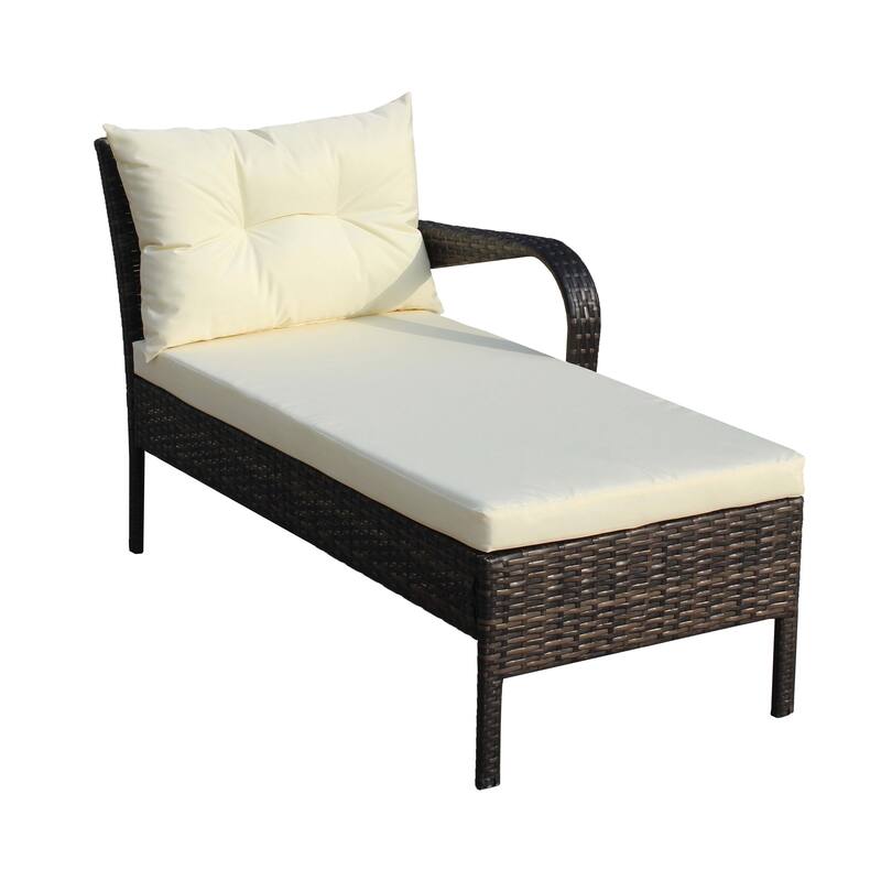 2-Piece Wicker Patio Conversation Set with Beige Cushions