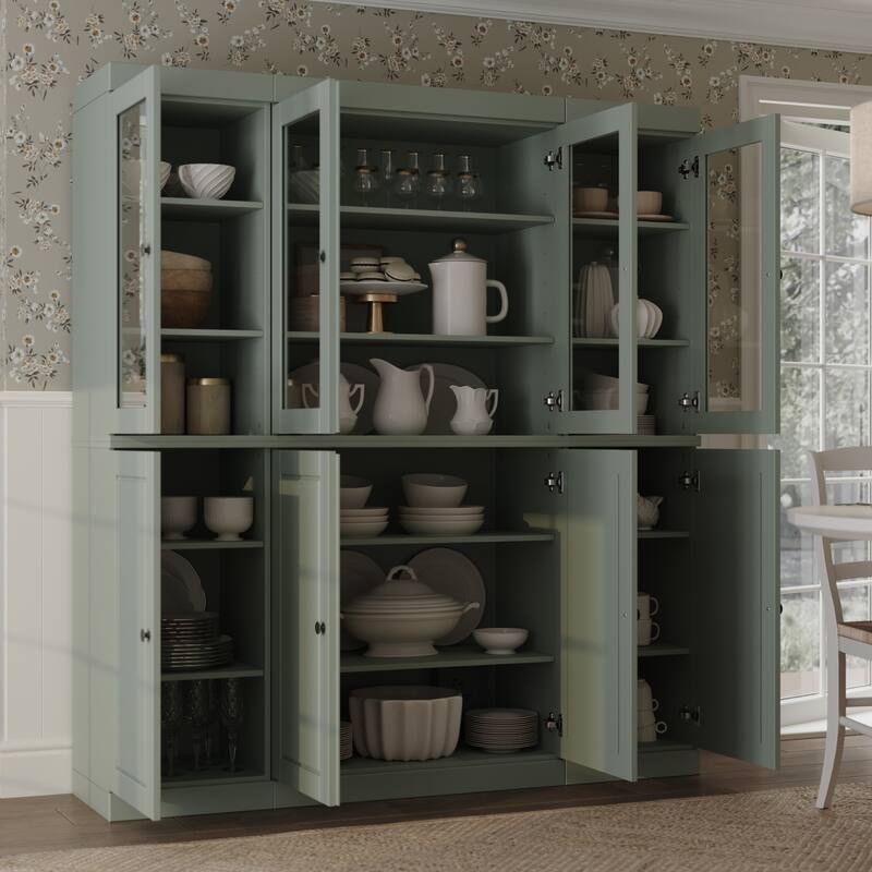 Palace Imports 100% Solid Wood 65" Kitchen China Pantry Cabinet - 65" x 71.5"