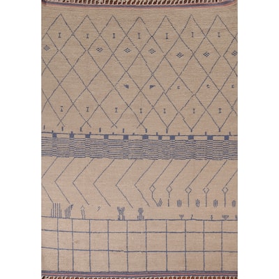 Earth Tone Trellis Moroccan Oriental Area Rug Hand-Knotted Wool Carpet - 7'8"x 8'8"
