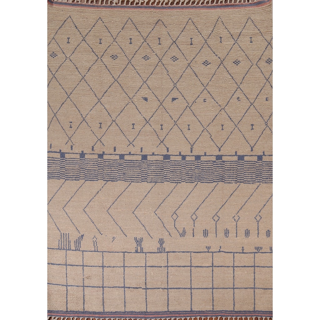 Earth Tone Trellis Moroccan Oriental Area Rug Hand-Knotted Wool Carpet - 7'8"x 8'8"