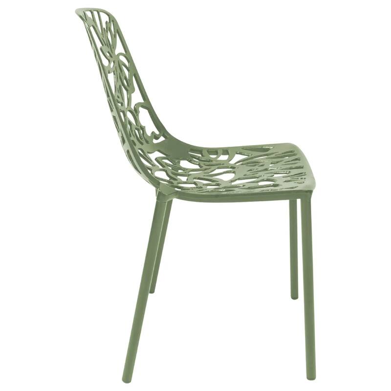 Devon Aluminum Floral Cutout Stackable Dining Chair for Dining Room, Patio, or Garden