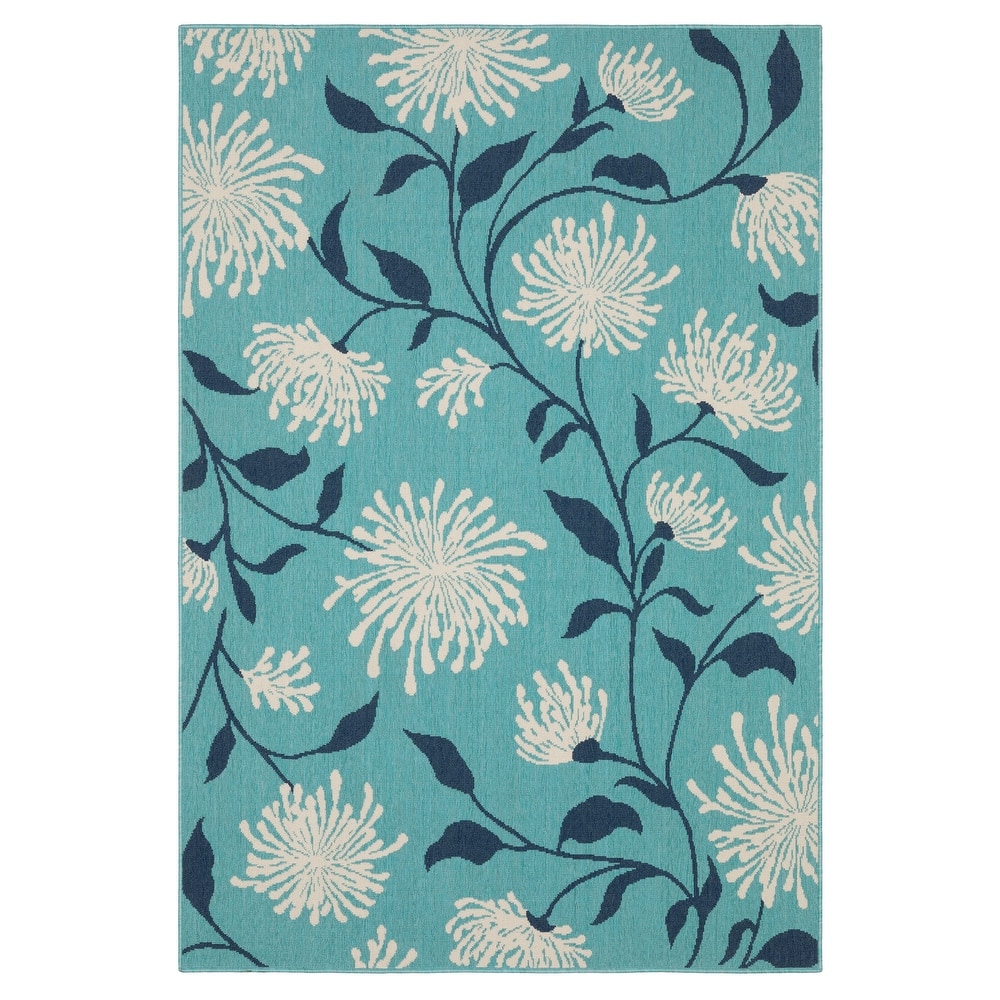 Miramar Blossoms Blue/ Navy Indoor/Outdoor Area Rug-