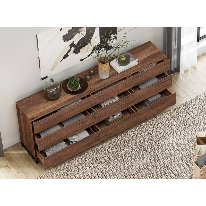 Modern TV Stand for TVs up to 90 inches, 2 in 1 TV Console with 9 Drawers, Media Console for Living Room, Bedroom