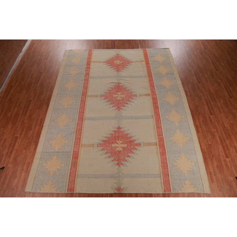 Hand Woven Oriental 100% Jute Carpet Southwestern Modern Beige & Ivories Kilim Area Rug - 13' 3'' X 10' 8''
