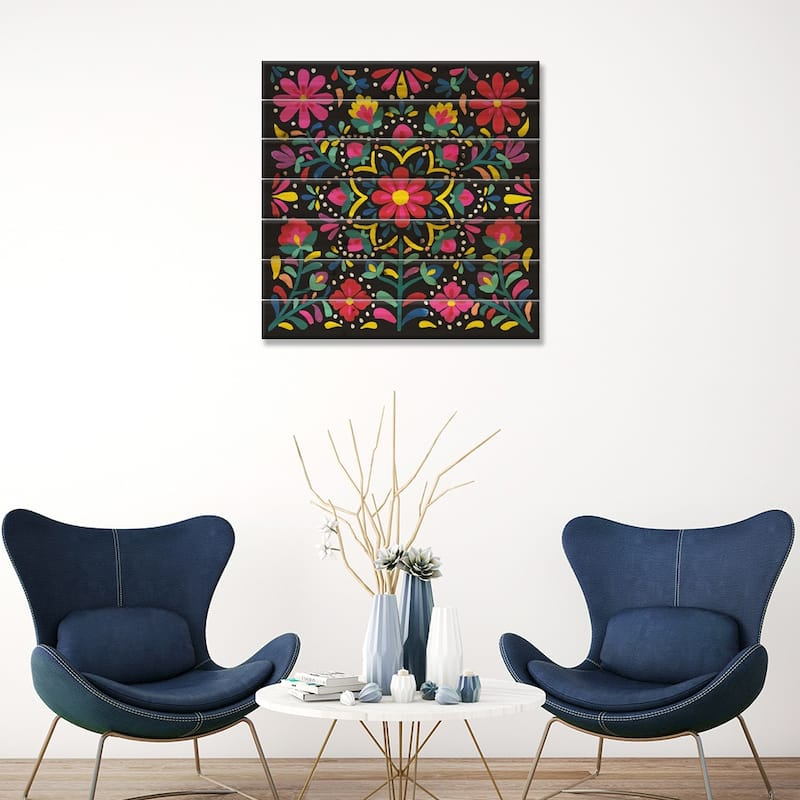 Floral Fiesta II Print On Wood by Laura Marshall - Multi-Color