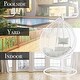 preview thumbnail 13 of 19, Wicker Rattan Hanging Swing Chair with White Metal Stand and Grey Cushion