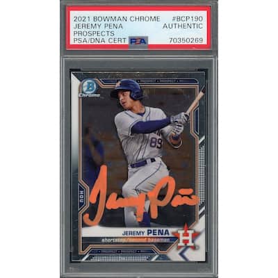 Jeremy Pena 2021 Bowman Chrome Signed Rookie Card #BCP190 Auto PSA 70350269 - 8'6" x 11'6"