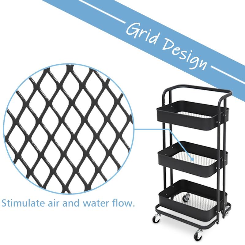 Maypex 3 Tier Foldable Rolling Utility Cart