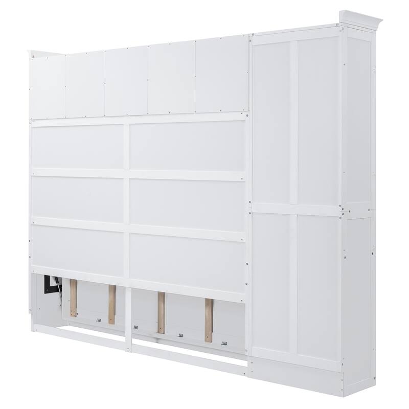 Queen Size Murphy Bed Wall Bed with Cabinets, Storage Drawers, and Wardrobe - Space-Saving Convertible Design