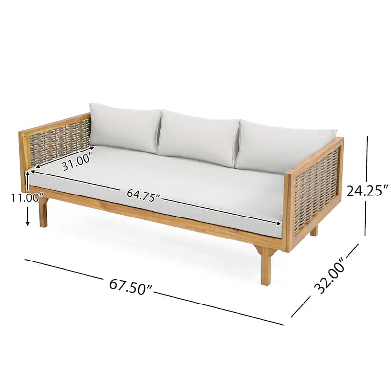 Aidan Farmhouse Outdoor 3 Seater Daybed with Fabiric Cushion by Christopher Knight Home
