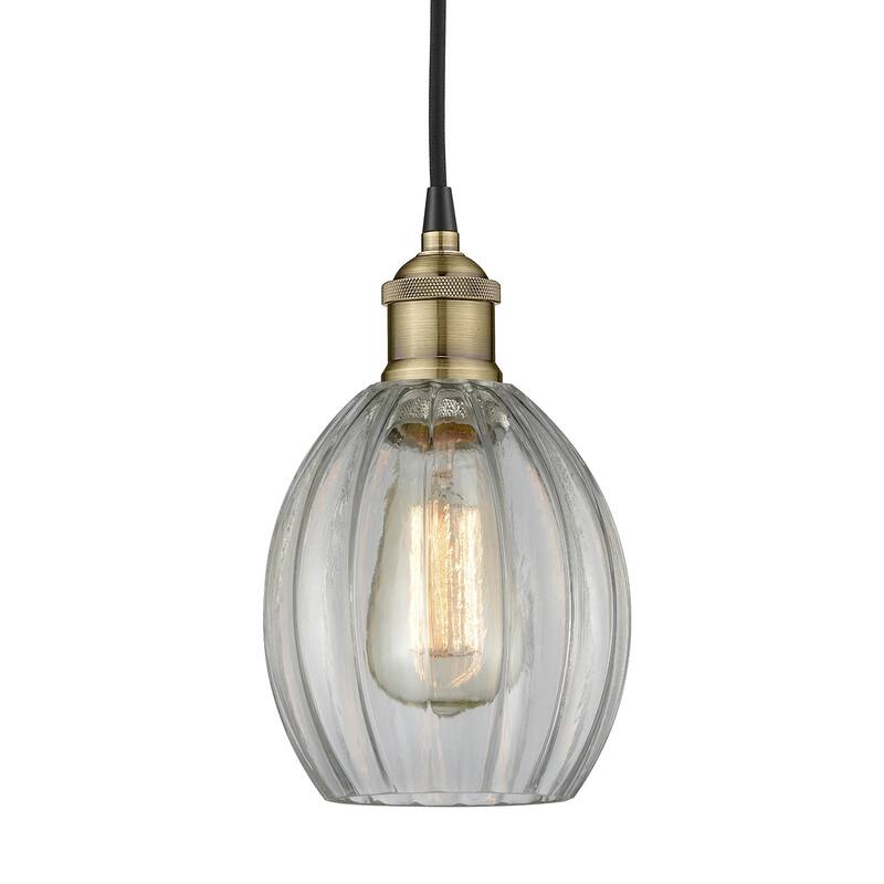Innovations Lighting 616-1P-11-6 Eaton Pendant Eaton 6" Wide Mini - Black Antique Brass / Clear