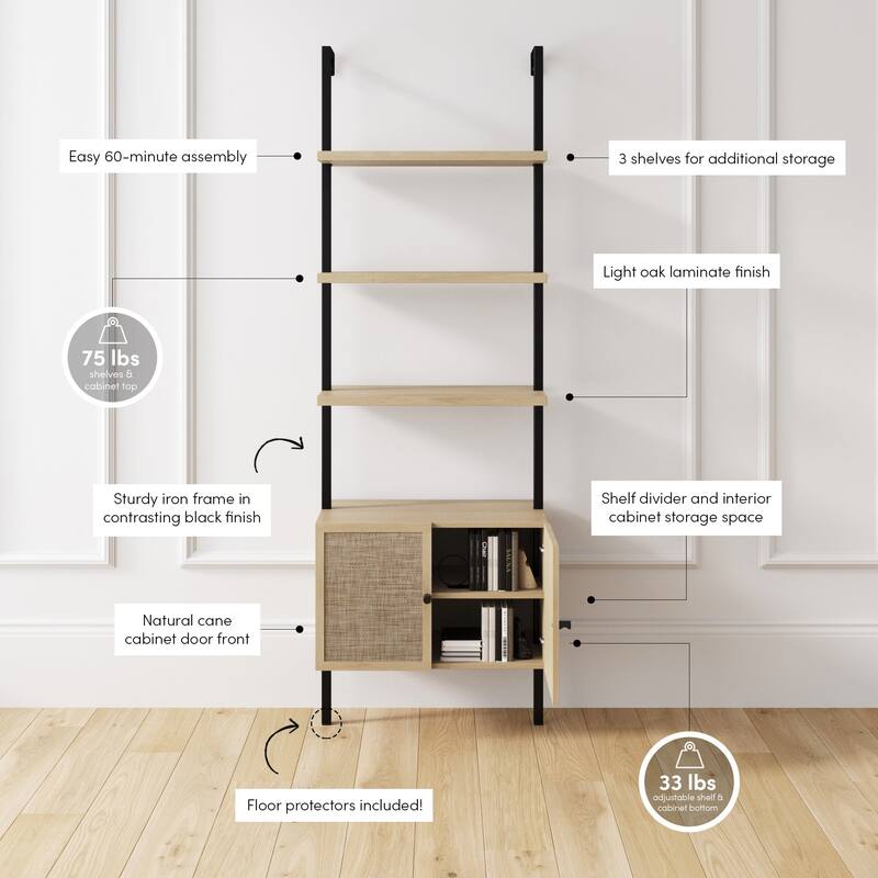Nathan James Theo Open Shelf Industrial Bookcase with Drawers or Cabinets