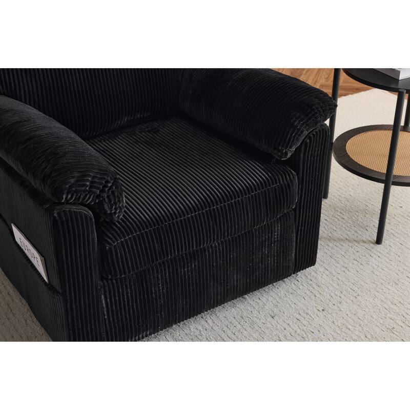 33" Oversized Plush Cushioned Swivel Corduroy Lounge Chair