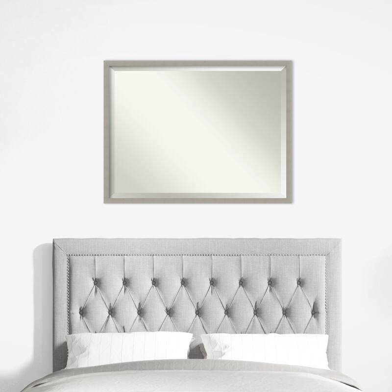 Woodgrain Stripe Beveled Wood Framed Wall Mirror