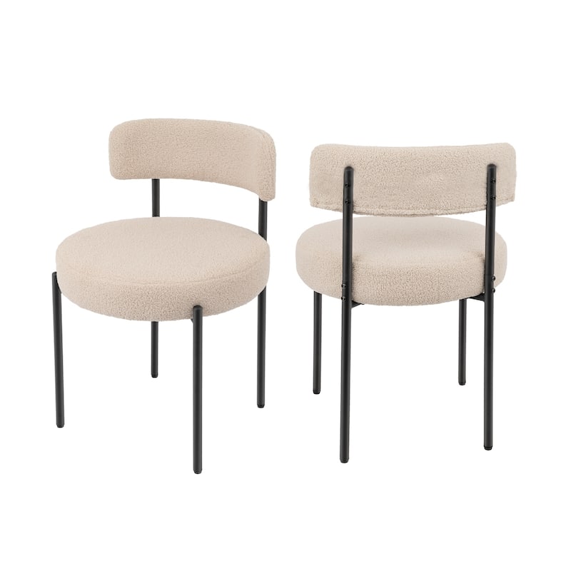 Boucle Upholstered Side Dining Chair Set