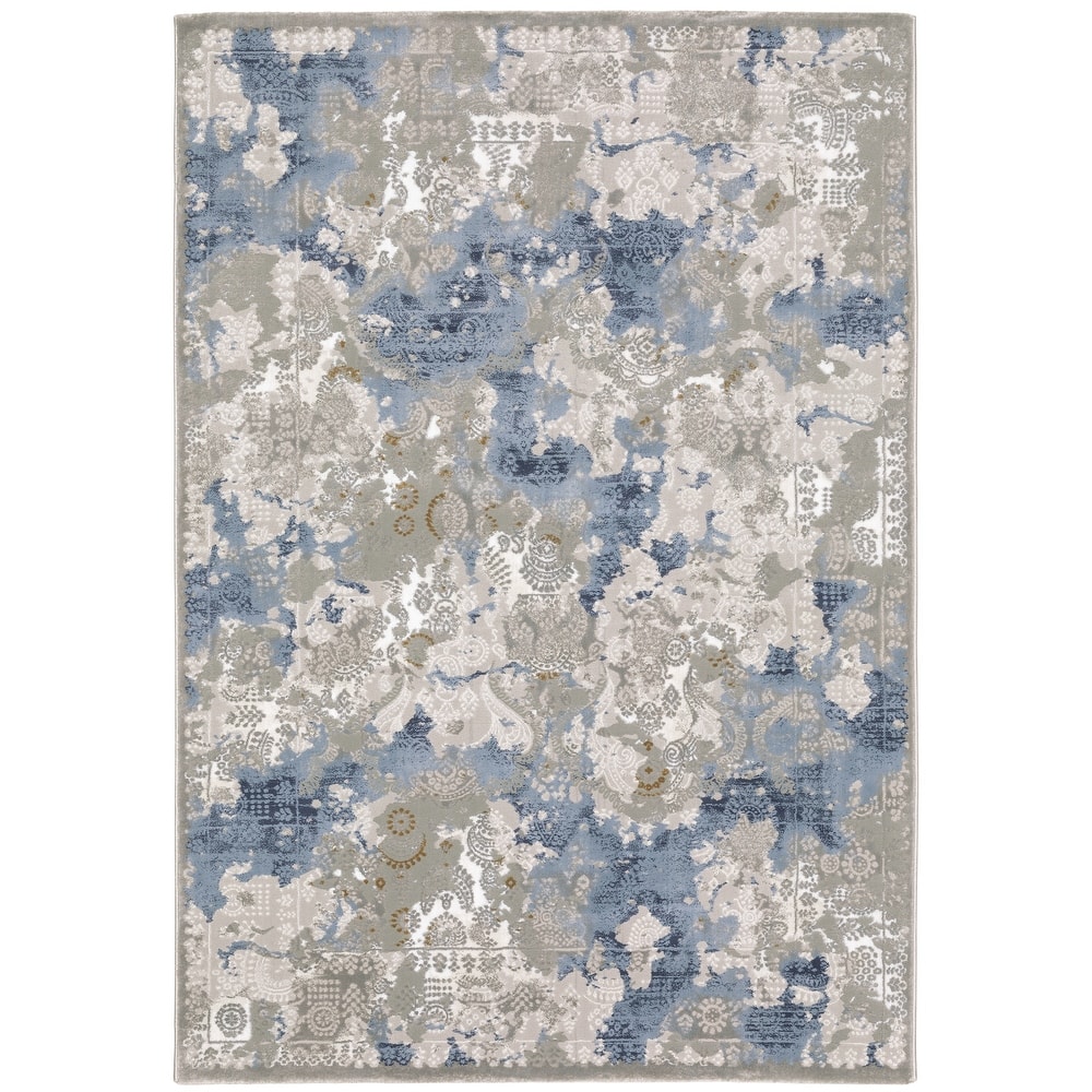 Style Haven Emery Contemporary Abstract Grey/ Blue Mixed-Pile Area Rug