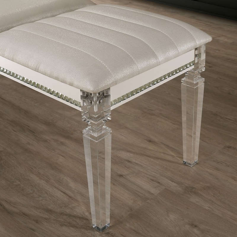 Xian Glam Clear Faux Leather Padded Bedroom Bench by Furniture of America