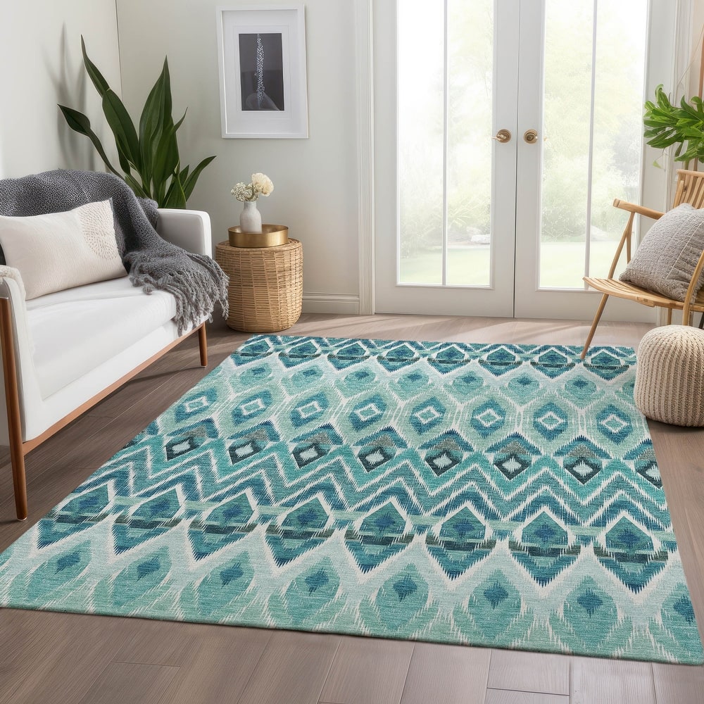 Machine Washable Indoor/ Outdoor Chantille Geometric Boho Rug