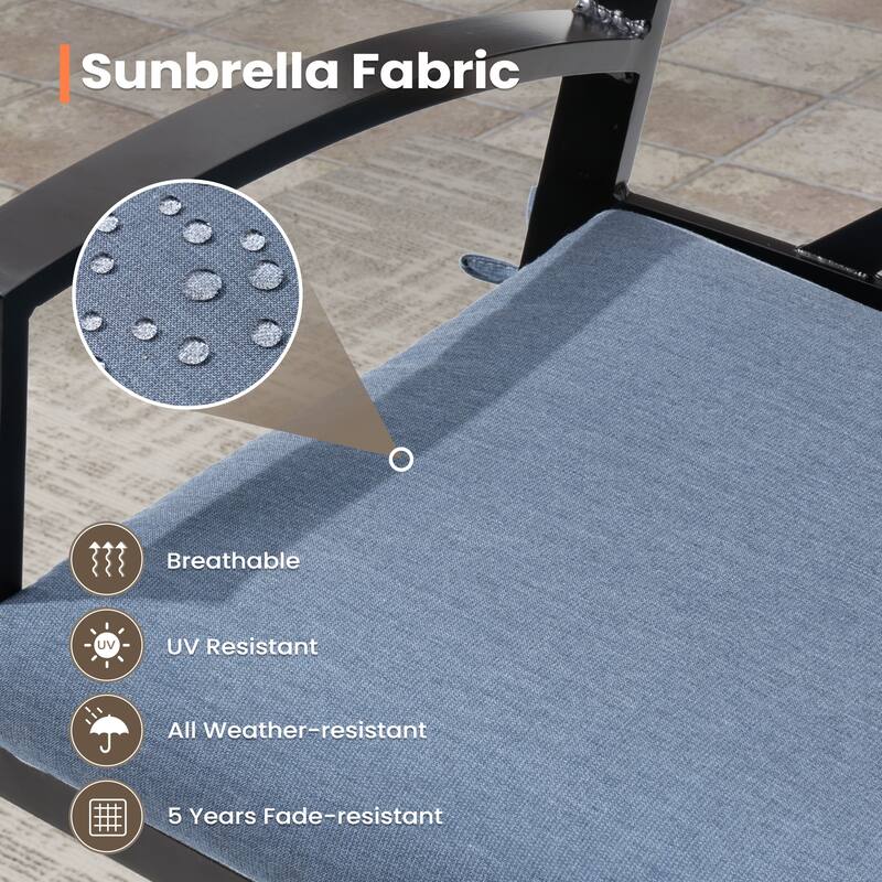 Outdoor Patio Aluminum Swivel Bar Stools with Sunbrella Fabric Cushion - 18.9 in W x 18.9 in D x 42.9 in H
