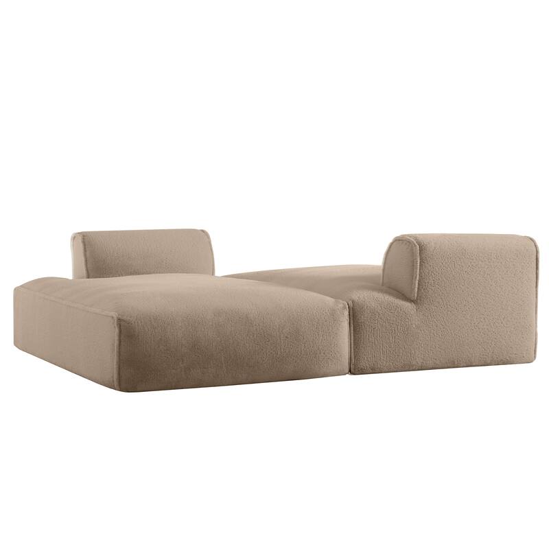 90" Plush Fabric Modular Sectional Sofa with High-Density Foam & Pocket Springs,and 2-Piece Fully Compressed Design