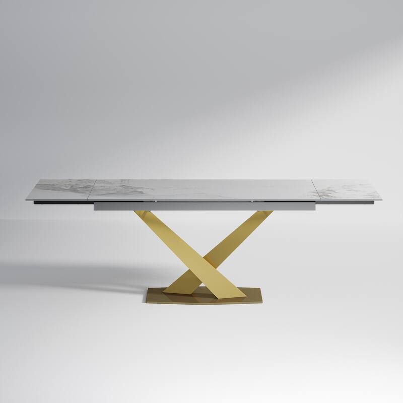 94.48" Modern Extendable Rectangular Sintered Stone Dining Table For 8 person