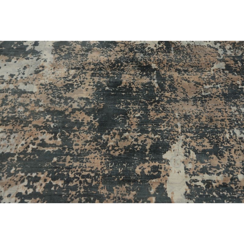 Hand-knotted Modern Silk Grey Abstract Oriental Area Rug - 8' 1'' X 5' 0''
