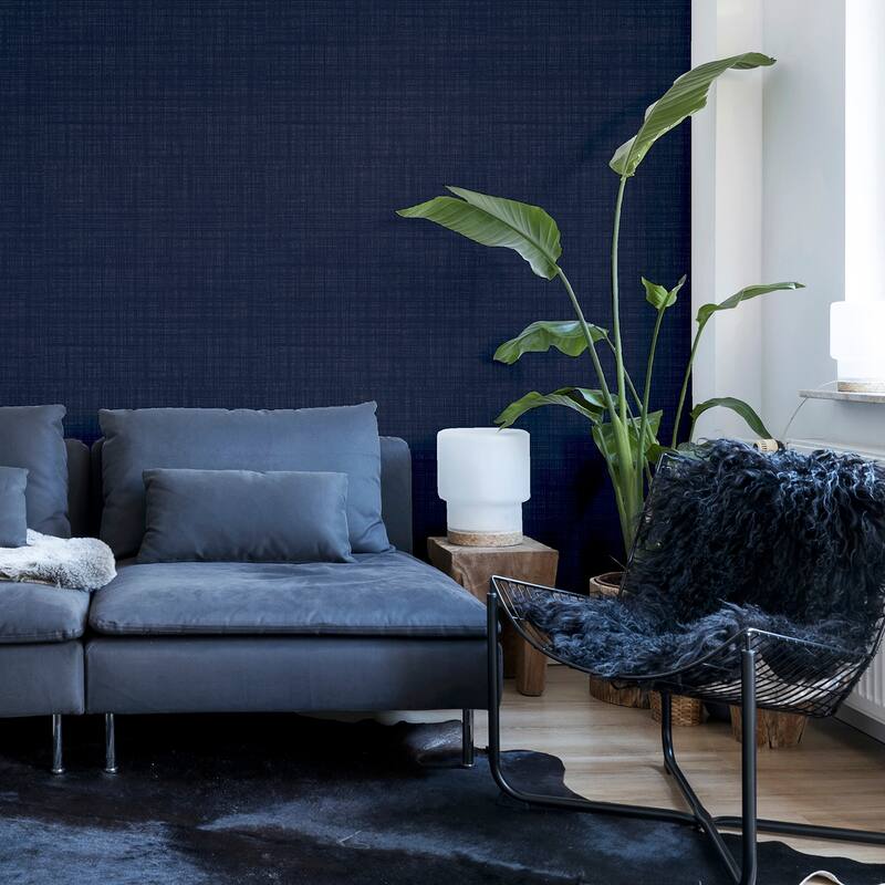 Arthouse Rafe Navy Woven Texture Wallpaper