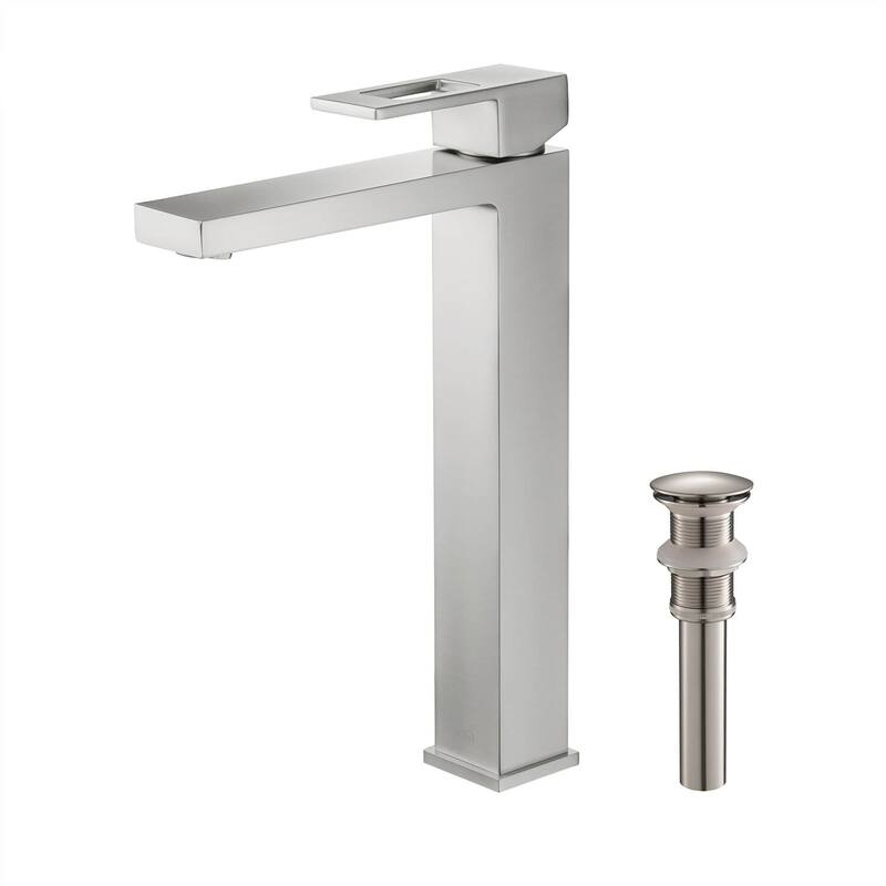 Lead Free Solid Brass Single Handle Bathroom Vanity Sink Faucet with Water Hose - Brushed Nickel W/ Pop  Up Drain
