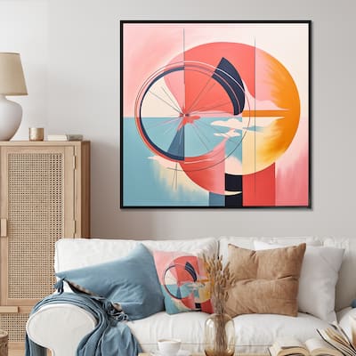 Designart "Abstract Sunrise Midcentury Landscape" Modern Midcentury Framed Wall Art Living Room