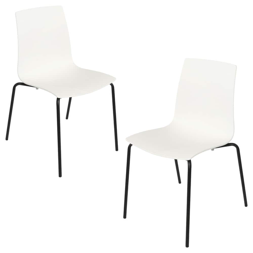 Furnish Theory Aero-S Pro Indoor/Outdoor Stackable Dining Side Chairs Polypropylene Shell & Powder-Coated Steel Legs (Set of 2)