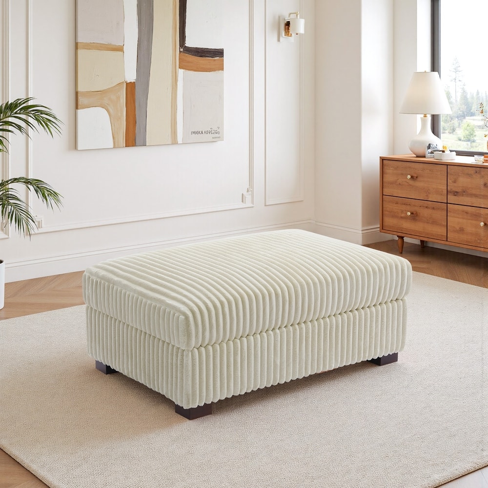 Modern Cotton Flannel Upholstery Oversized Ottoman