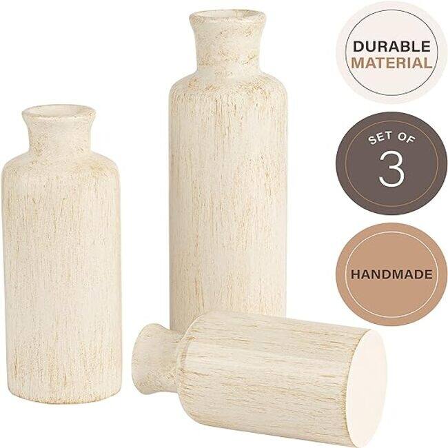 Creative Scents Rustic Luxe Vases for Decor - 3 Piece - Rustic Luxe