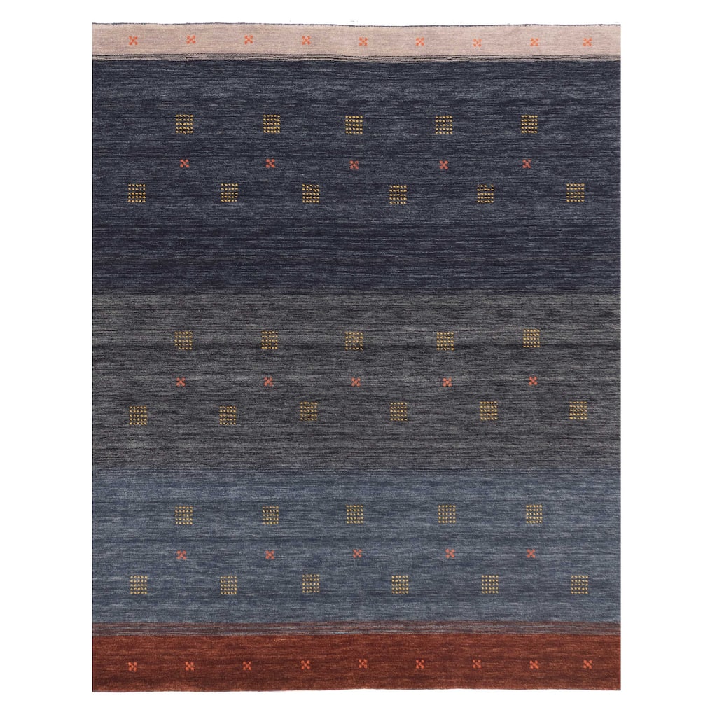 ECARPETGALLERY Hand Loomed Kashkuli Gabbeh Navy Wool Rug - 6'8 x 8'1