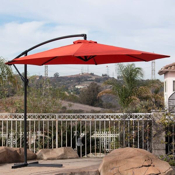 Shop Black Friday Deals On Belleze Commercial Patio Umbrella 10 Patio Tilt W Crank Uv Resistant Outdoor Cantilever Terra Cotta Orange Overstock 15966204