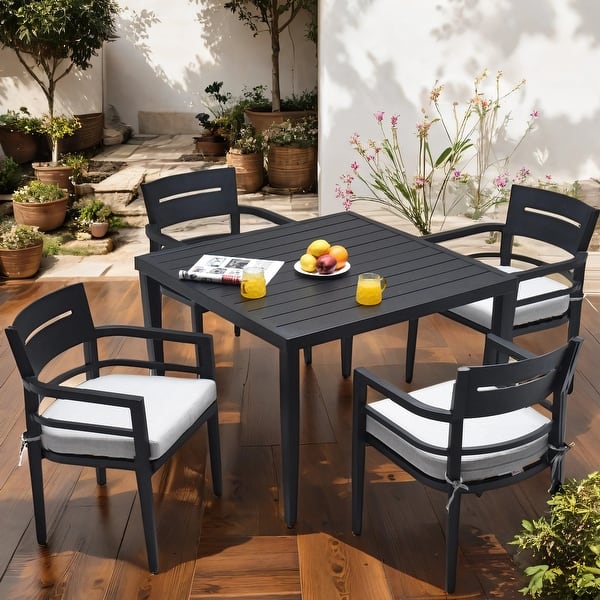 International Caravan 5-Piece Sun Ray Iron Square Dining Group International Caravan 5-Piece Sun Ray Iron Square Dining Group