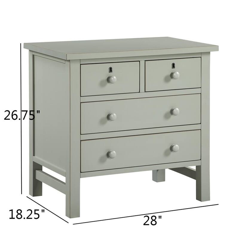 4- Drawer Nightstand with Dovetail Construction and Wooden Knobs