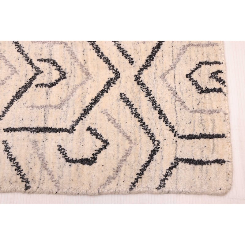 ECARPETGALLERY Hand Loomed Loreto Cream Viscose, Wool Rug - 4'1 x 5'11