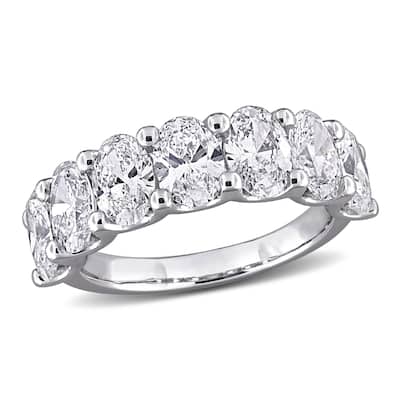 Miadora 3 1/2ct TW Oval-Cut Lab-Grown Diamond 7-Stone Semi-Eternity Band 14k White Gold