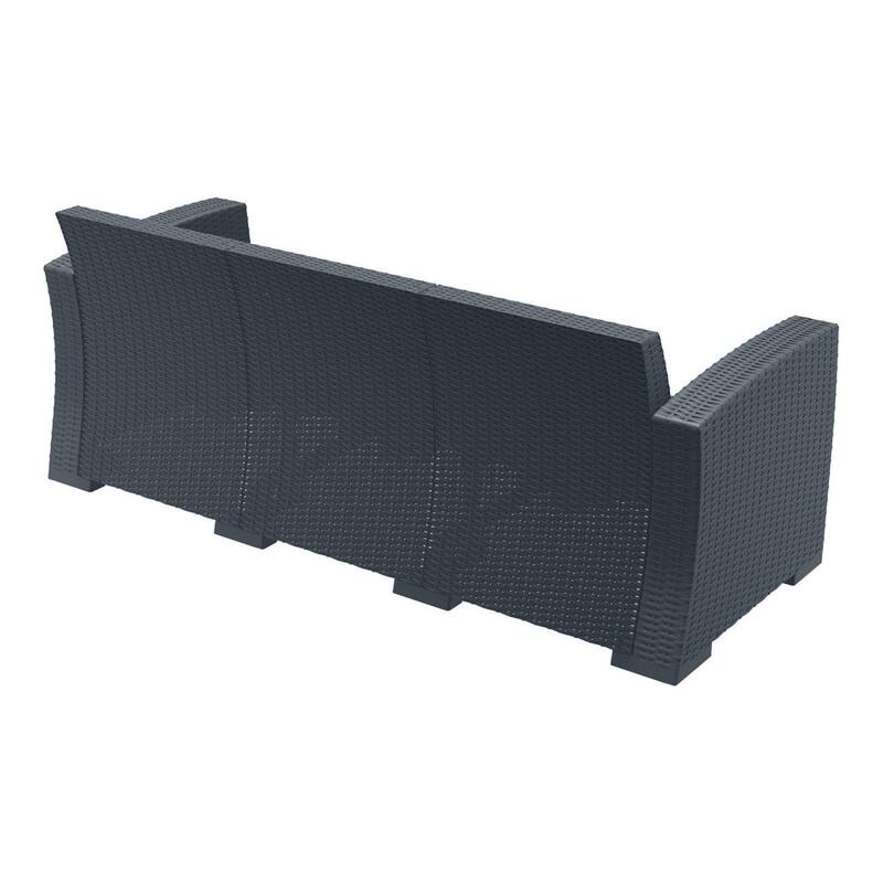 55" Gray Outdoor Patio Sofa with Natural Beige Sunbrella Cushion