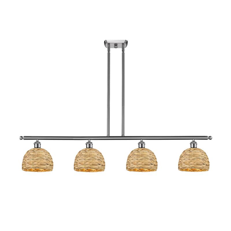 Innovations Lighting 516-4I-11-48 Woven Rattan Linear Woven Rattan 4 - Satin Nickel / Natural