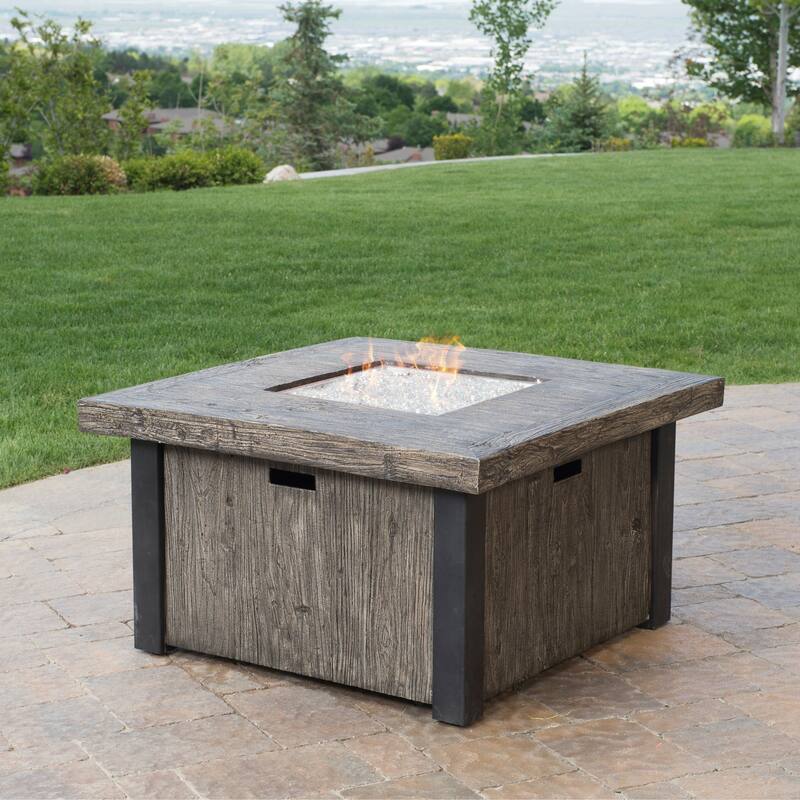 Taos Magnesia Outdoor Patio 42in Square Fire Table Kit - Brown