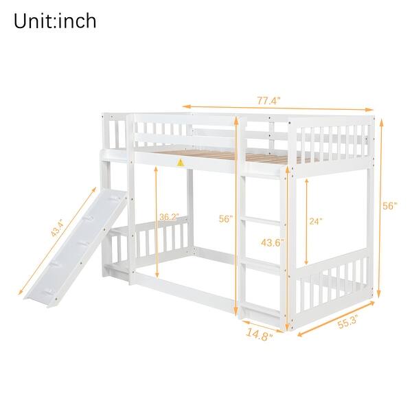 Playhouse Twin over Twin Floor Bunk Bed with Climbing Ramp