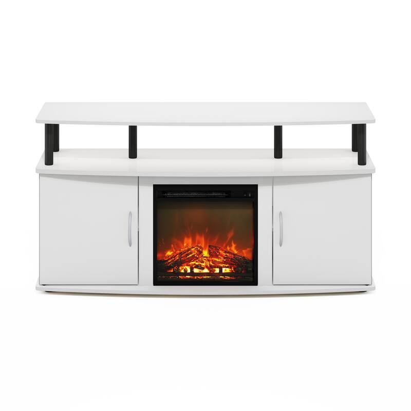 Furinno Jensen Living Room Fireplace Entertainment Center with Doors Storage Cabinet for TV up to 55 Inch